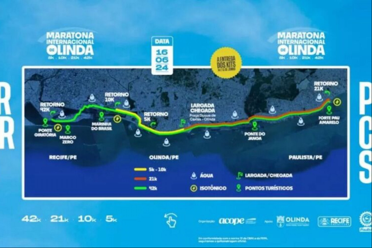 > 3ª Maratona Internacional de Olinda deve receber mais de 3,5 mil atletas
/ Foto: Divulgação