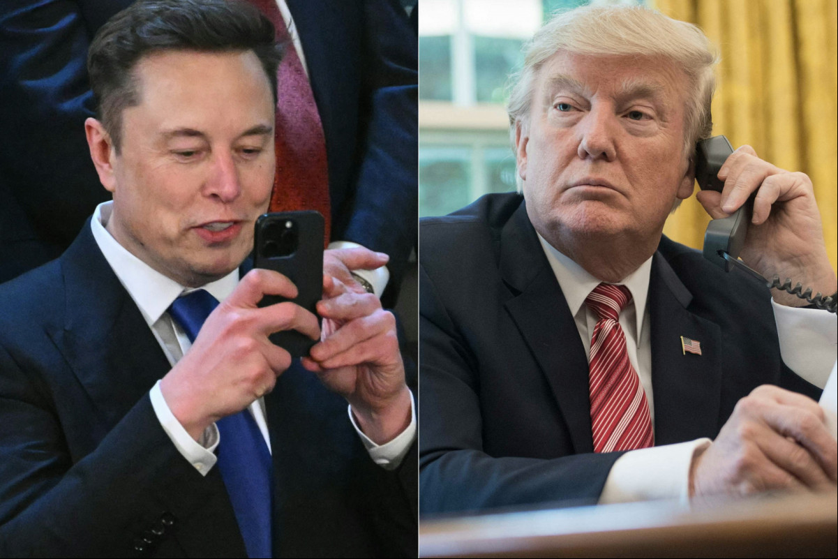 Esta combinação de fotos, criada em 6 de junho de 2025, mostra
Elon Musk tirando uma foto com seu celular antes do discurso do presidente dos EUA, Donald Trump, em uma sessão conjunta do Congresso, na Câmara dos Representantes do Capitólio, em Washington, DC, em 4 de março de 2025. (E)
O presidente dos EUA, Donald Trump, aguardando para falar ao telefone com o primeiro-ministro irlandês, Leo Varadkar, para parabenizá-lo por sua recente vitória eleitoral, no Salão Oval da Casa Branca, em Washington, DC, em 27 de junho de 2017. O improvável casamento político de Donald Trump e Elon Musk culminou em um divórcio público e inflamado em 5 de junho de 2025, com o presidente dos EUA ameaçando retirar do bilionário seus enormes contratos governamentais como vingança. (Foto de SAUL LOEB e NICHOLAS KAMM / AFP) ( AFP) Esta combinação de fotos, criada em 6 de junho de 2025, mostra
Elon Musk tirando uma foto com seu celular antes do discurso do presidente dos EUA, Donald Trump, em uma sessão conjunta do Congresso, na Câmara dos Representantes do Capitólio, em Washington, DC, em 4 de março de 2025. (E)
O presidente dos EUA, Donald Trump, aguardando para falar ao telefone com o primeiro-ministro irlandês, Leo Varadkar, para parabenizá-lo por sua recente vitória eleitoral, no Salão Oval da Casa Branca, em Washington, DC, em 27 de junho de 2017. O improvável casamento político de Donald Trump e Elon Musk culminou em um divórcio público e inflamado em 5 de junho de 2025, com o presidente dos EUA ameaçando retirar do bilionário seus enormes contratos governamentais como vingança. (Foto de SAUL LOEB e NICHOLAS KAMM / AFP)/ AFP