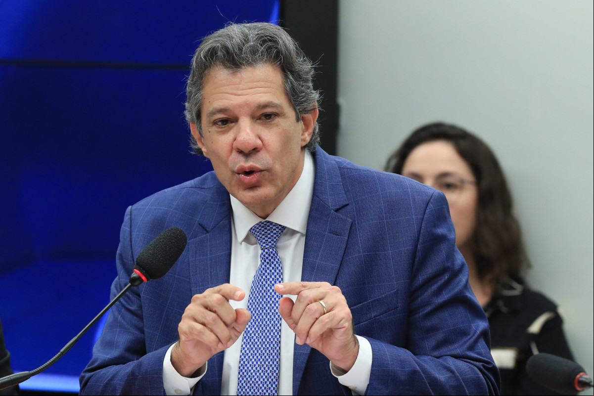 O ministro da Fazenda, Fernando Haddad, durante audiência pública conjunta,  promovida pelas comissões de Finanças e Tributação e de Fiscalização Financeira e Controle da Câmara dos Deputados